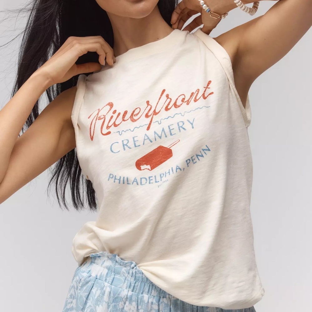 Anthropologie The Vinnie Cotton-Slub Crew-Neck Muscle Tee by Pilcro size XXS